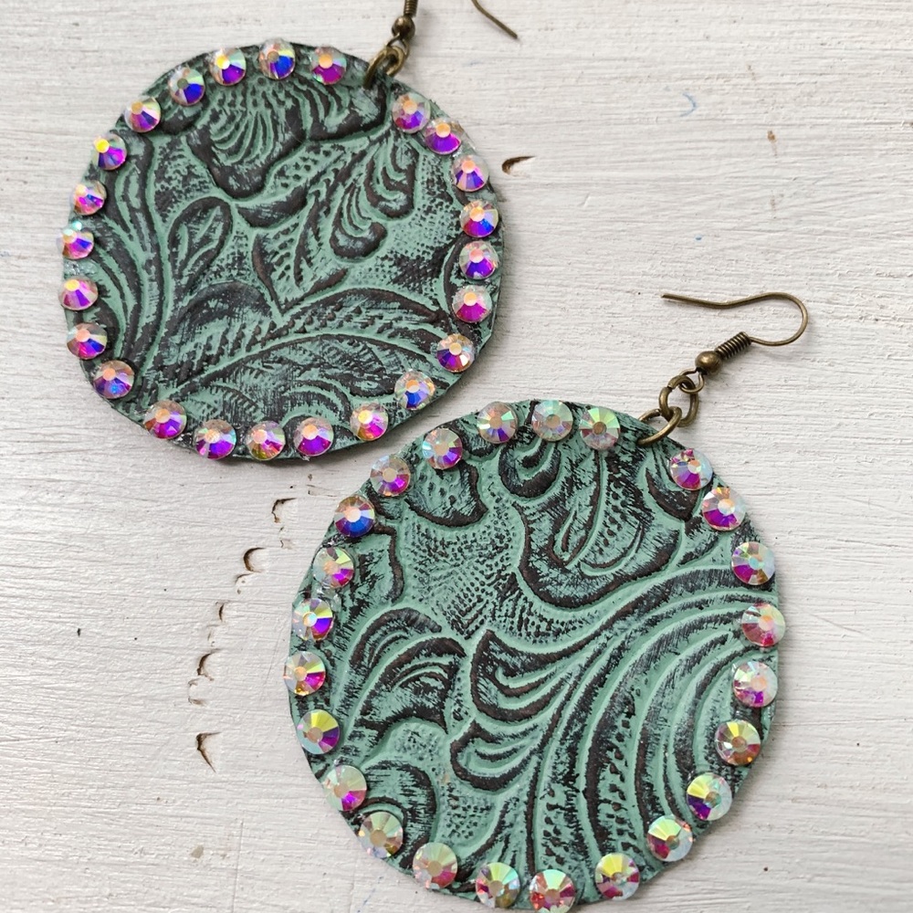 French blue handmade round earrings